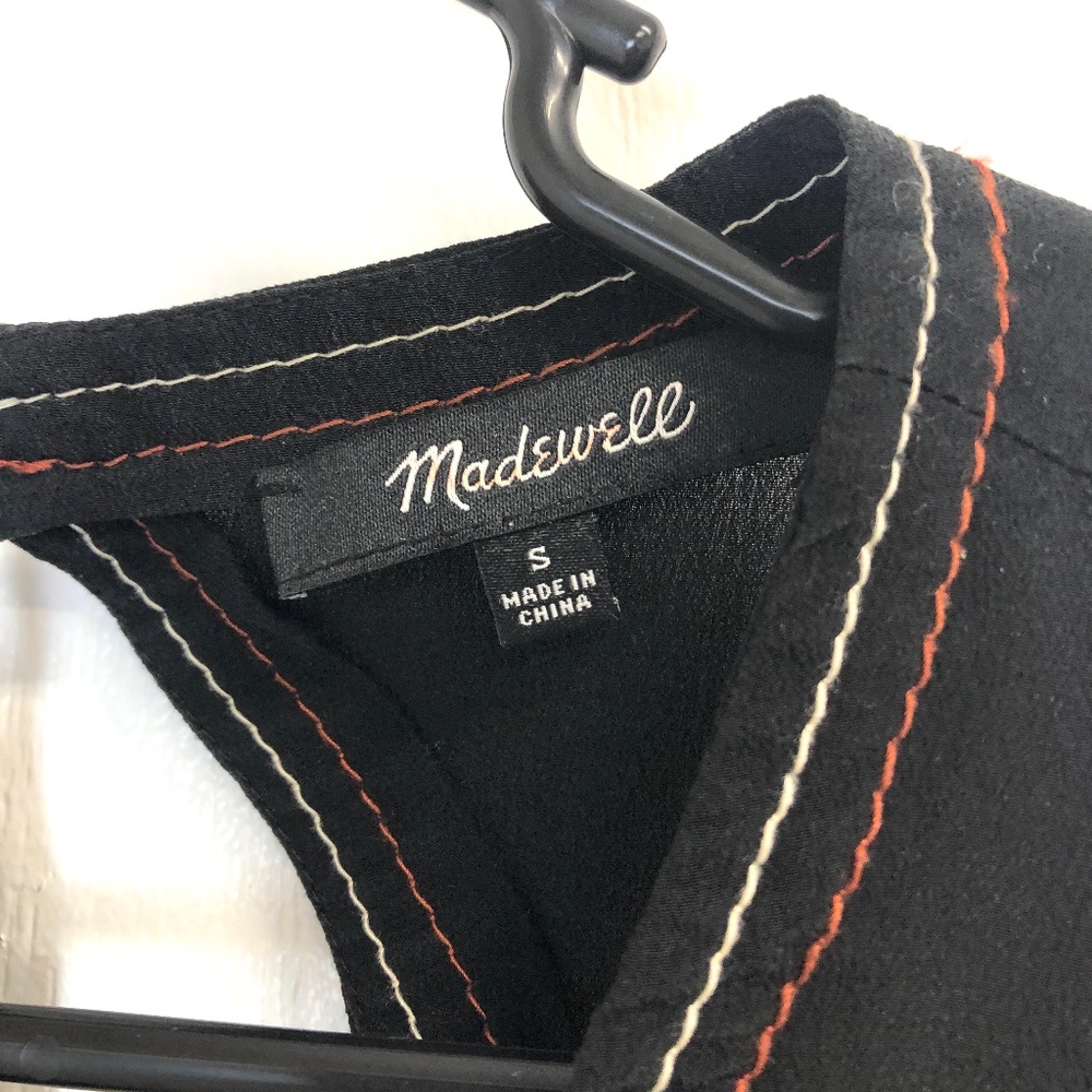 Madewell black silk stitch tie-back top size S - Picture 9 of 13
